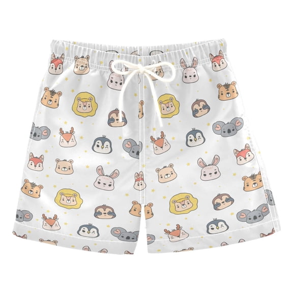 joogoo Boys Swim Trunks Cartoon Cats Foxes Rabbits Monkey Beach Board Shorts Drawstring Swimsuit 5T