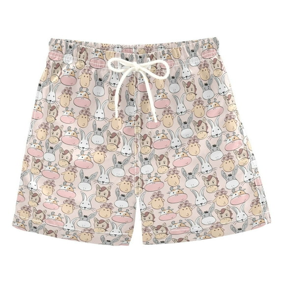 joogoo Boys Swim Trunks Cartoon Cow Animals Beach Board Shorts Drawstring Swimsuit 3T