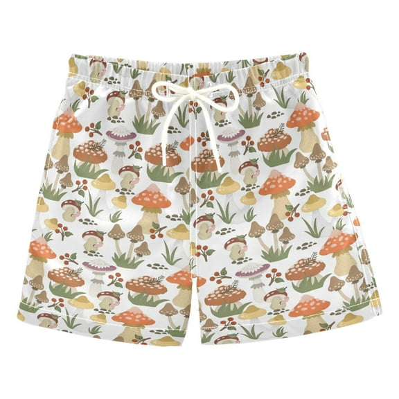 joogoo Boys Swim Trunks Cartoon Cute Mushrooms Beach Board Shorts Drawstring Swimsuit 2T