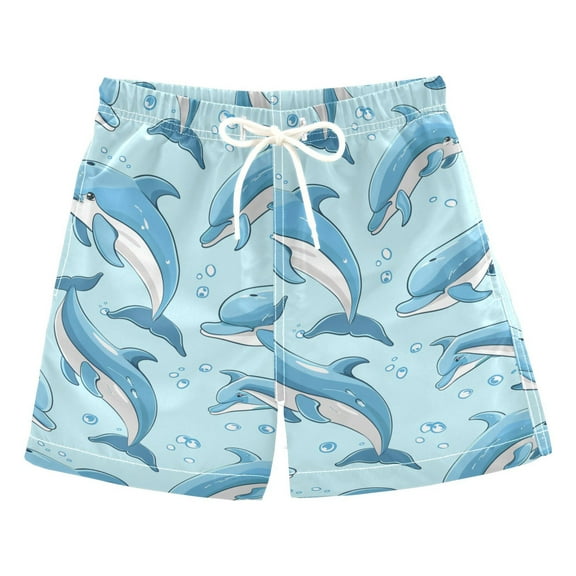 joogoo Boys Swim Trunks Cartoon Dolphins Beach Board Shorts Drawstring Swimsuit 3T