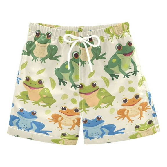 joogoo Boys Swim Trunks Cartoon Frogs Beach Board Shorts Drawstring Swimsuit 2T
