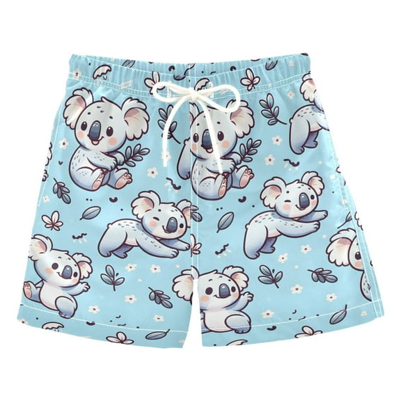 joogoo Boys Swim Trunks Cartoon Koala with Leaf Beach Board Shorts Drawstring Swimsuit 2T