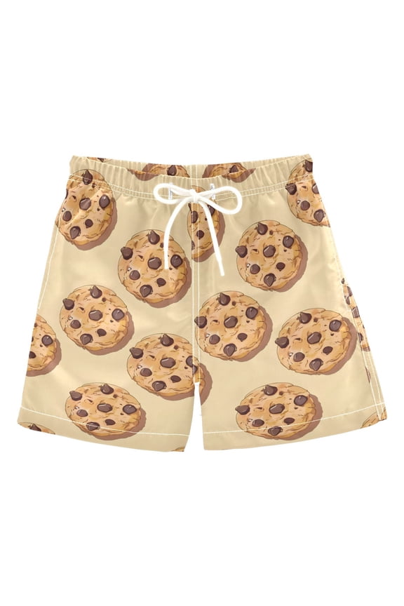 Boys Swim Trunks Chocolate Chip Cookies Beach Board Shorts Drawstring Swimsuit 3T