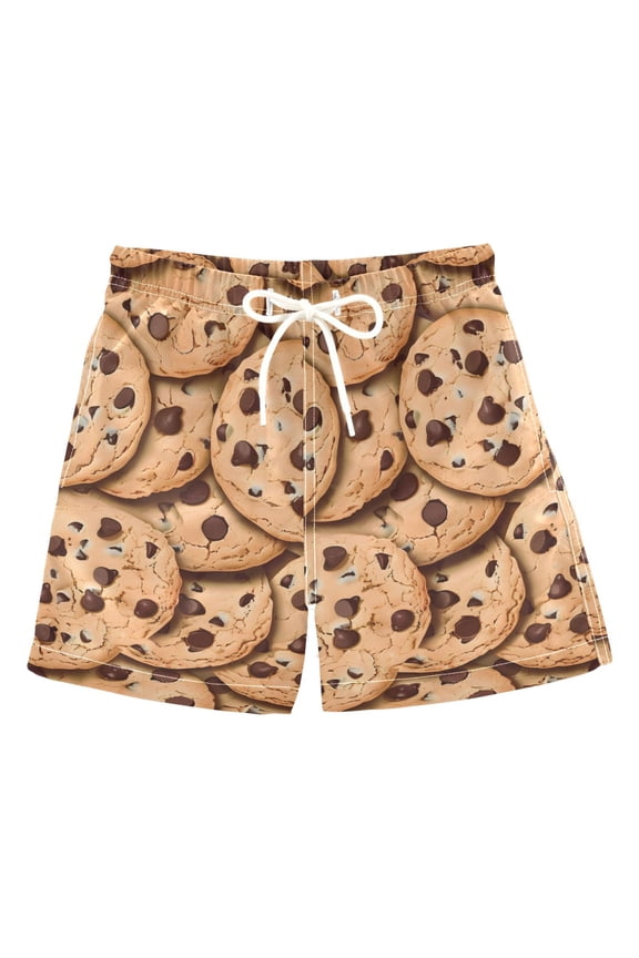 Boys Swim Trunks Chocolate Cookies Beach Board Shorts Drawstring Swimsuit XL