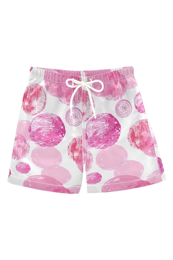 Boys Swim Trunks Circles and Polka Dots Beach Board Shorts Drawstring Swimsuit 3T