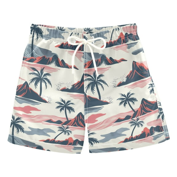 joogoo Boys Swim Trunks Coconut Tree Abstract Beach Board Shorts Drawstring Swimsuit 5T