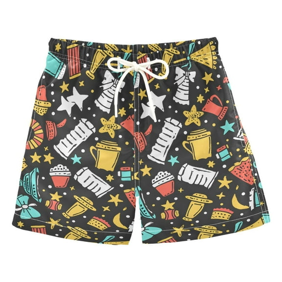 joogoo Boys Swim Trunks Cups with Star and Hat Beach Board Shorts Drawstring Swimsuit 4T