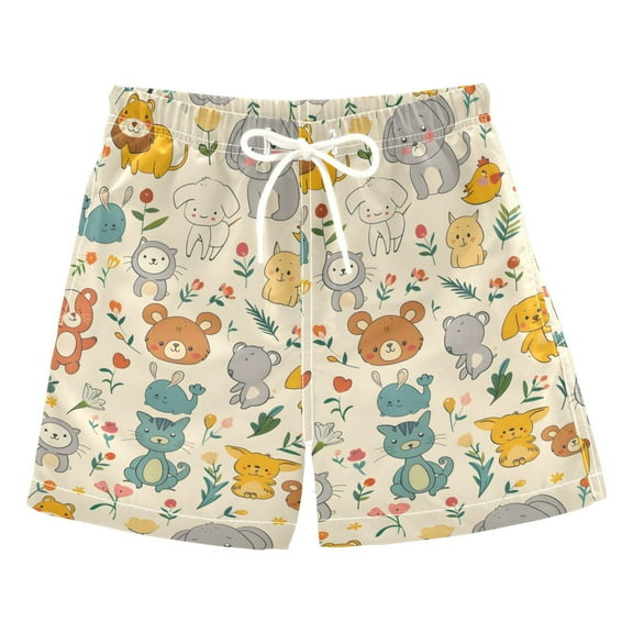 joogoo Boys Swim Trunks Cute Bear Dogs Animal Beach Board Shorts Drawstring Swimsuit 4T