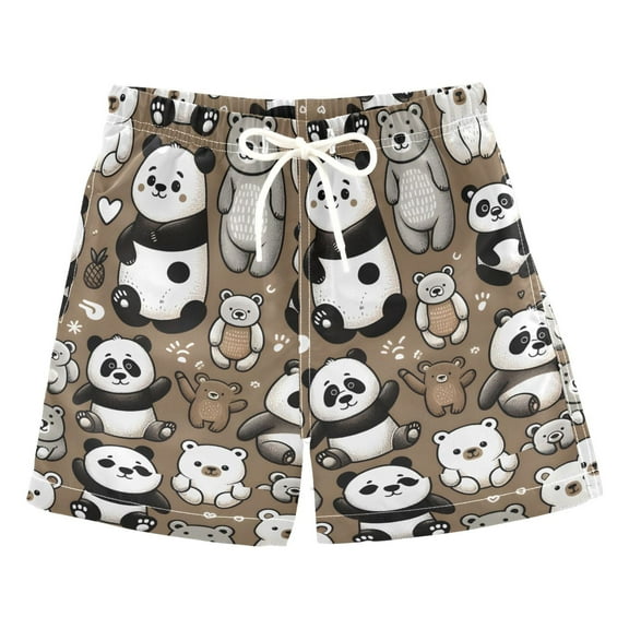 joogoo Boys Swim Trunks Cute Bear Panda Beach Board Shorts Drawstring Swimsuit 3T