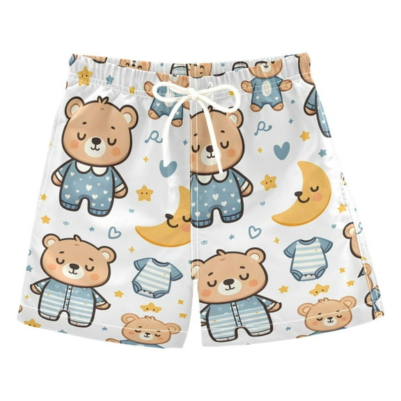 joogoo Boys Swim Trunks Cute Bear and Star Beach Board Shorts Drawstring Swimsuit 4T