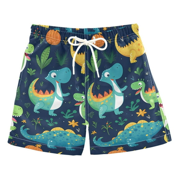 joogoo Boys Swim Trunks Cute Cartoon Dinosaurs Beach Board Shorts Drawstring Swimsuit 5T