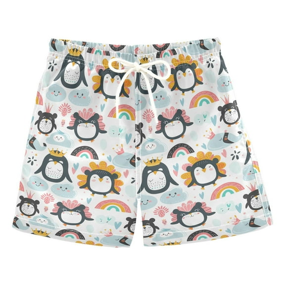 joogoo Boys Swim Trunks Cute Cartoon Penguins Beach Board Shorts Drawstring Swimsuit 5T