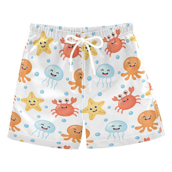 joogoo Boys Swim Trunks Cute Cartoon Sea Stars Ocean Beach Board Shorts Drawstring Swimsuit 4T