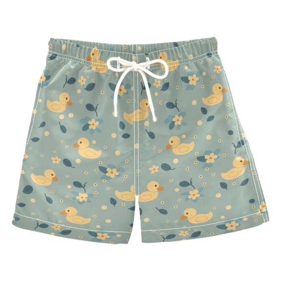 joogoo Boys Swim Trunks Cute Duck and Floral Beach Board Shorts Drawstring Swimsuit 3T