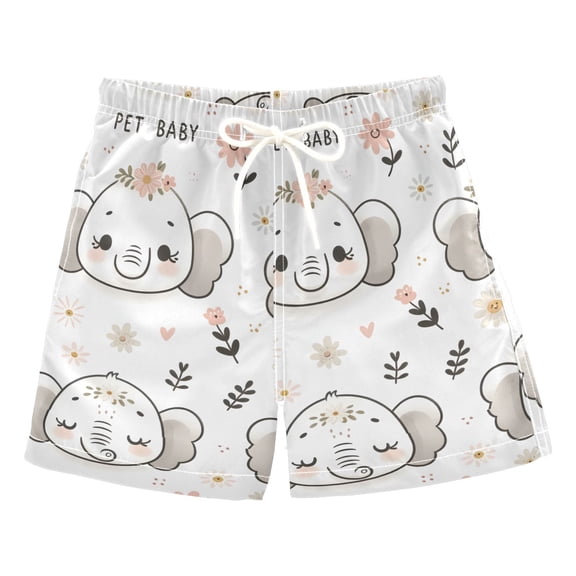 joogoo Boys Swim Trunks Cute Elephant Face Beach Board Shorts Drawstring Swimsuit 5T