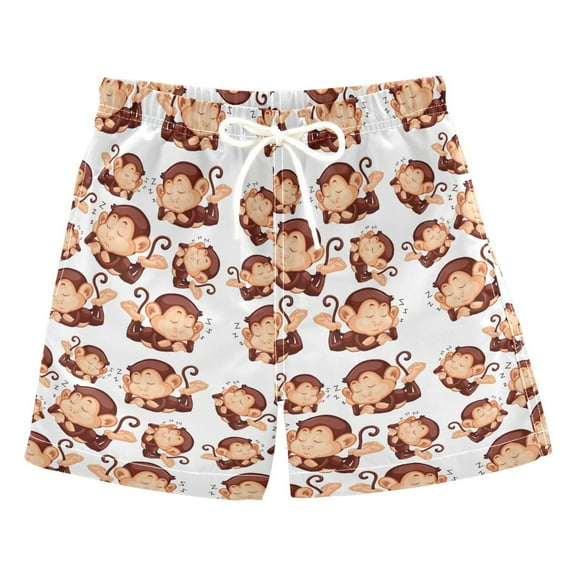 joogoo Boys Swim Trunks Cute Monkey Sleeping Beach Board Shorts Drawstring Swimsuit 2T