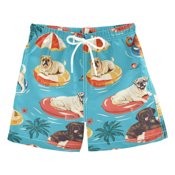joogoo Boys Swim Trunks Cute Puppies Dog Tropical Beach Board Shorts Drawstring Swimsuit 4T