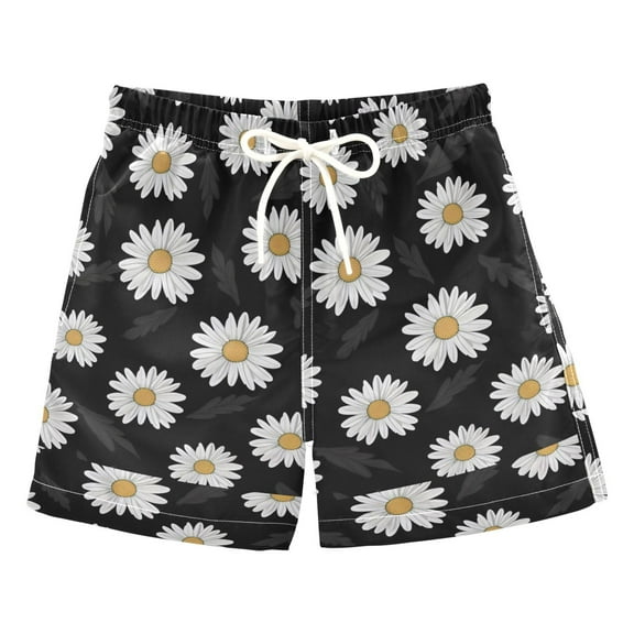 joogoo Boys Swim Trunks Daisy Chrysanthemum Beach Board Shorts Drawstring Swimsuit 4T
