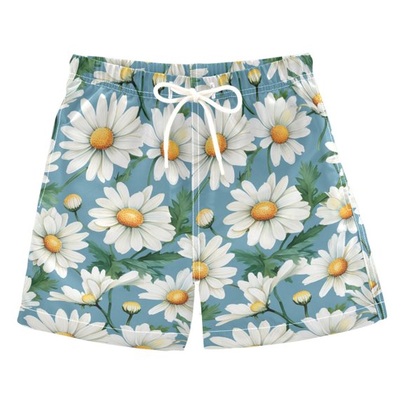 joogoo Boys Swim Trunks Daisy Flowers Beach Board Shorts Drawstring Swimsuit 5T