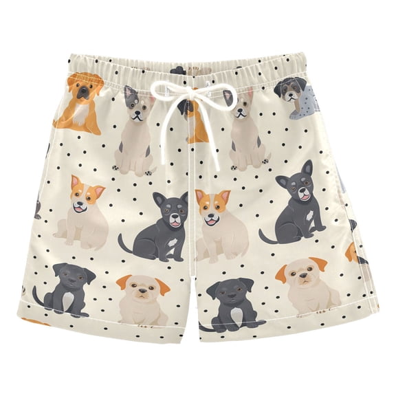 joogoo Boys Swim Trunks Difference Dogs and Polka Dots Beach Board Shorts Drawstring Swimsuit 3T