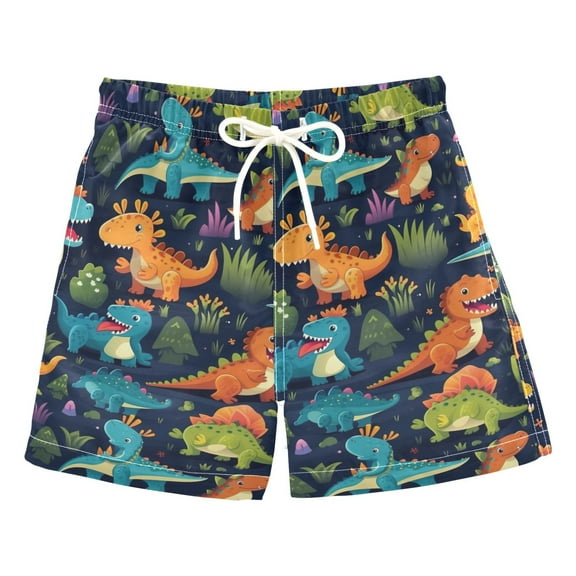 joogoo Boys Swim Trunks Dinosaurs Plants Cartoon Beach Board Shorts Drawstring Swimsuit 3T