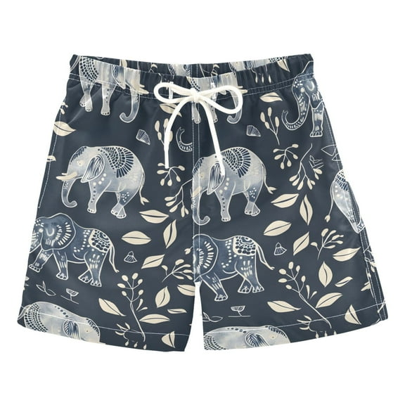 joogoo Boys Swim Trunks Elephant Boho Style Beach Board Shorts Drawstring Swimsuit 2T