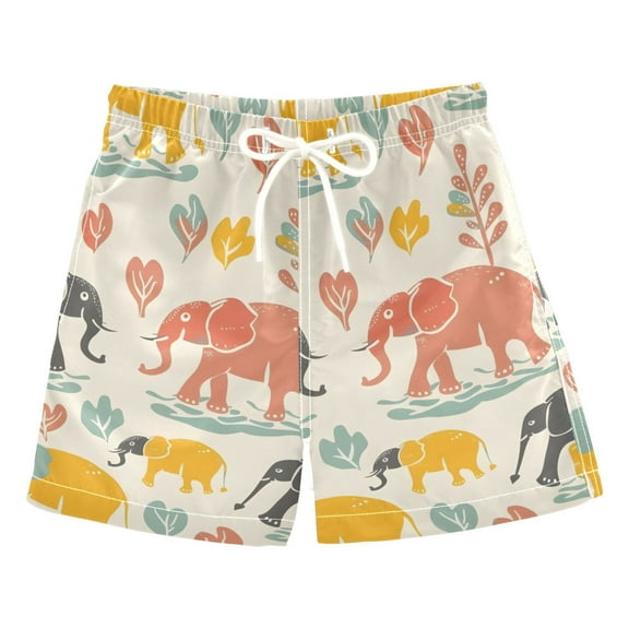 joogoo Boys Swim Trunks Elephants Family Beach Board Shorts Drawstring Swimsuit 5T