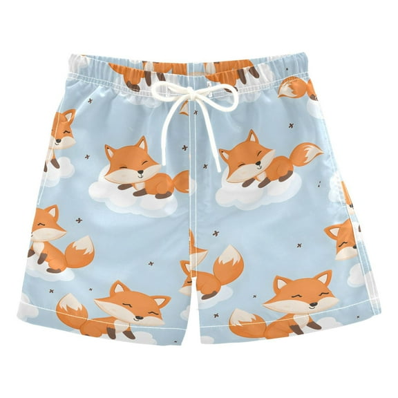 joogoo Boys Swim Trunks Fox on Cloud Beach Board Shorts Drawstring Swimsuit S