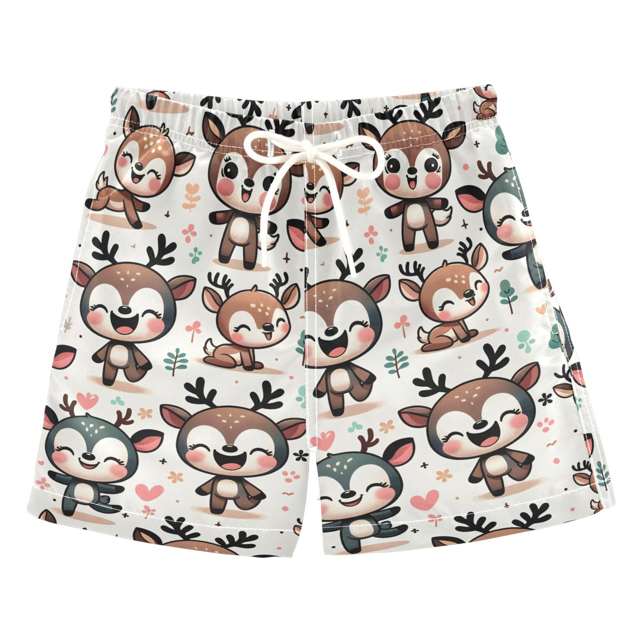 joogoo Boys Swim Trunks Funny Cartoon Deers Beach Board Shorts ...