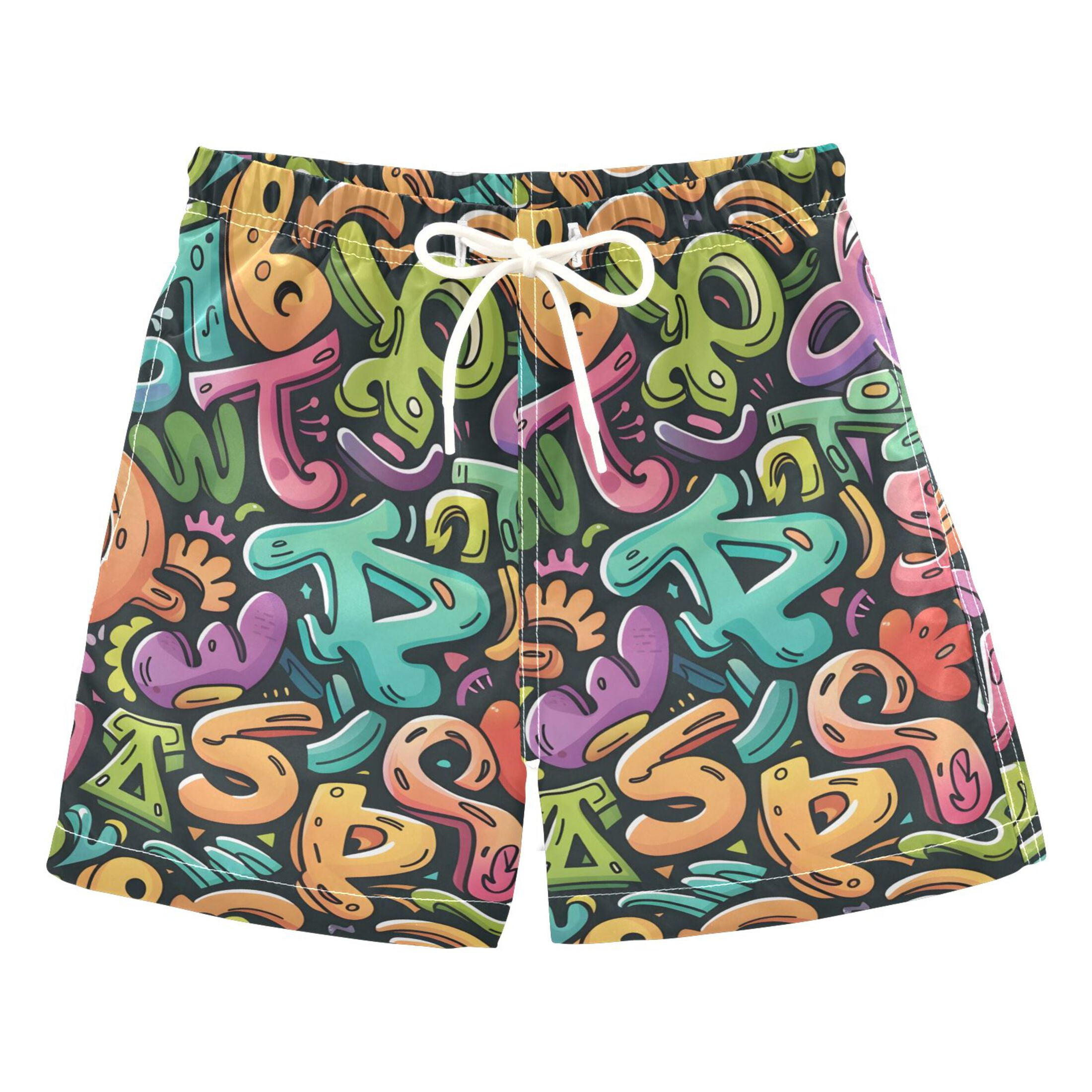 joogoo Boys Swim Trunks Funny Character Beach Board Shorts Drawstring ...