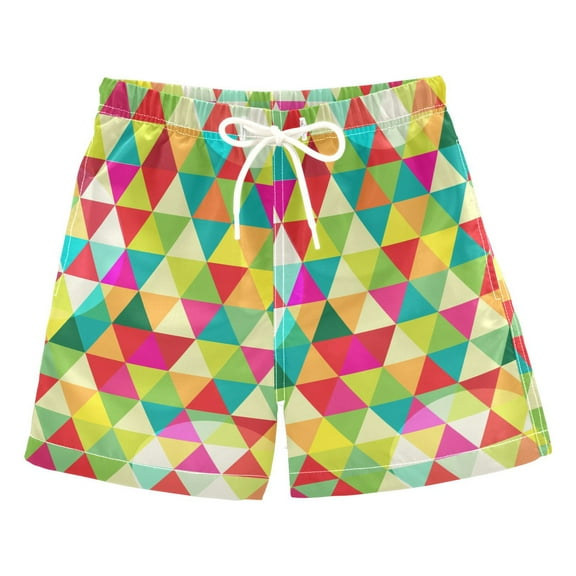 joogoo Boys Swim Trunks Geometric Triangles and Circles Beach Board Shorts Drawstring Swimsuit 4T