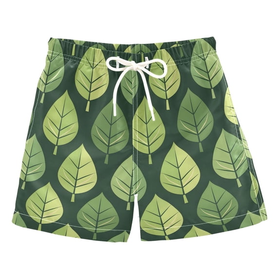 joogoo Boys Swim Trunks Leaf Print Beach Board Shorts Drawstring Swimsuit XL