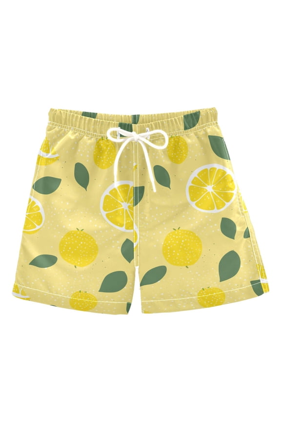 Boys Swim Trunks Lemon Beach Board Shorts Drawstring Swimsuit S