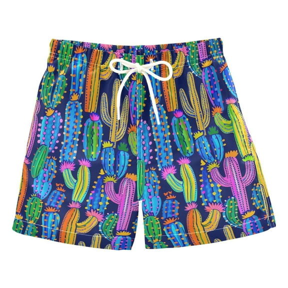 joogoo Boys Swim Trunks Magic Cactus Beach Board Shorts Drawstring Swimsuit M