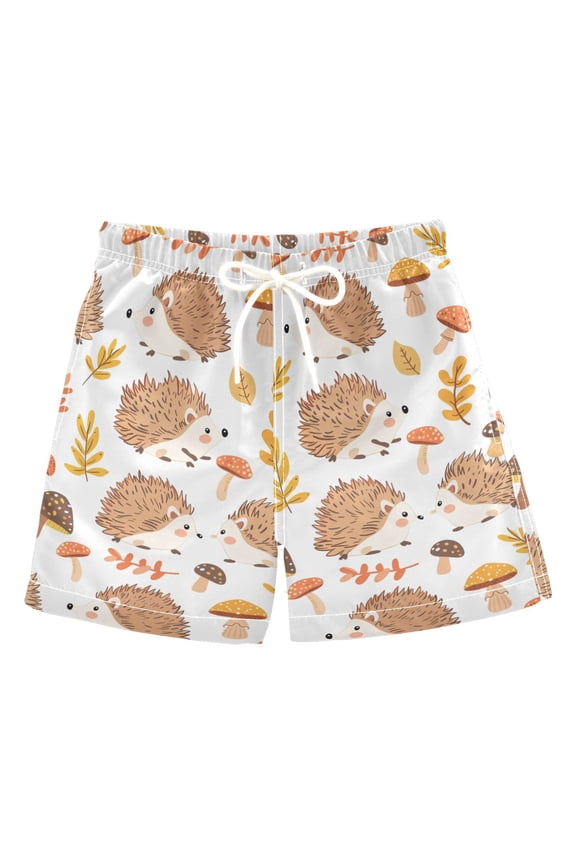 Boys Swim Trunks Mushrooms and Hedgehogs Beach Board Shorts Drawstring Swimsuit 5T