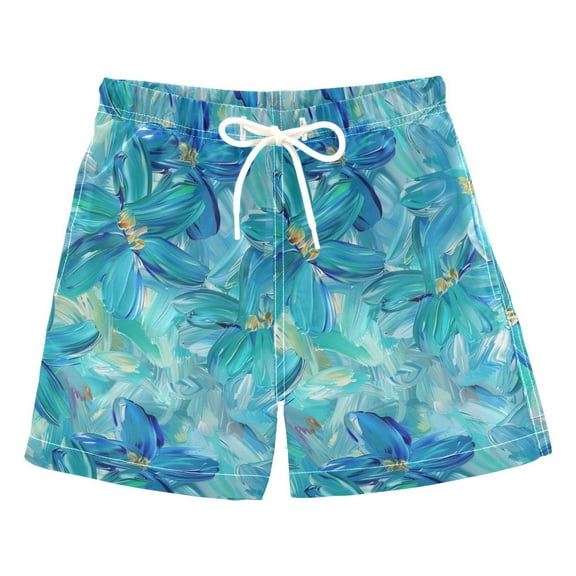 joogoo Boys Swim Trunks Paint Flowers Beach Board Shorts Drawstring Swimsuit 4T