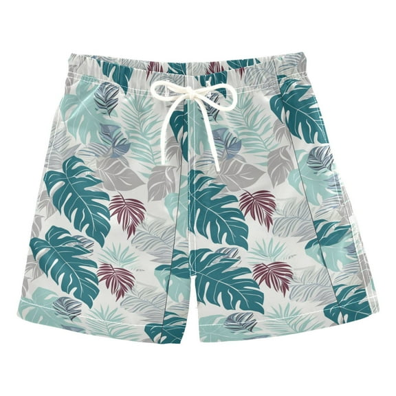 joogoo Boys Swim Trunks Palm Leaves Beach Board Shorts Drawstring Swimsuit 4T