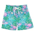 thumbnail image 1 of joogoo Boys Swim Trunks Palm Leaves and Shell Beach Board Shorts Drawstring Swimsuit S, 1 of 6