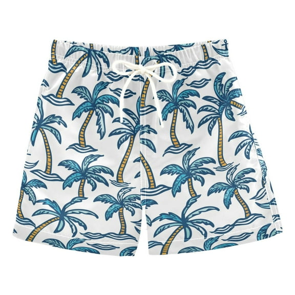 joogoo Boys Swim Trunks Palm Trees and Spear Beach Board Shorts Drawstring Swimsuit 3T