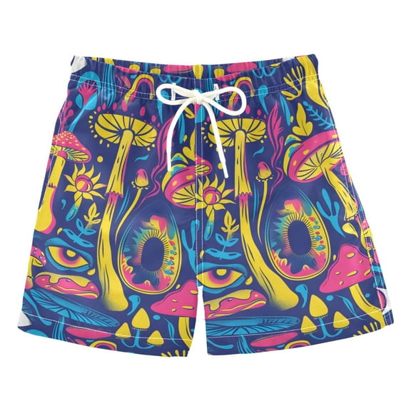joogoo Boys Swim Trunks Psychedelic Mushroom and Eye Beach Board Shorts Drawstring Swimsuit 5T