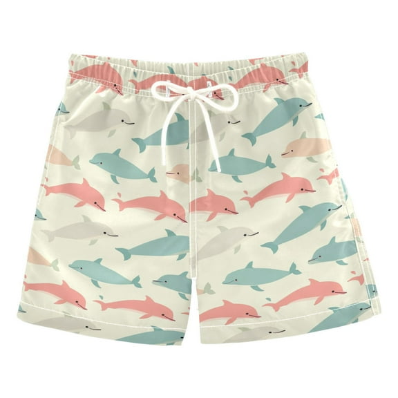 joogoo Boys Swim Trunks Retro Dolphin Beach Board Shorts Drawstring Swimsuit 3T