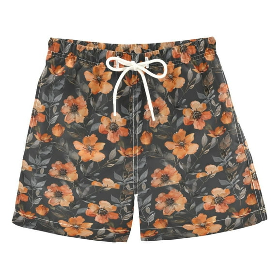 joogoo Boys Swim Trunks Retro Flower Beach Board Shorts Drawstring Swimsuit 5T