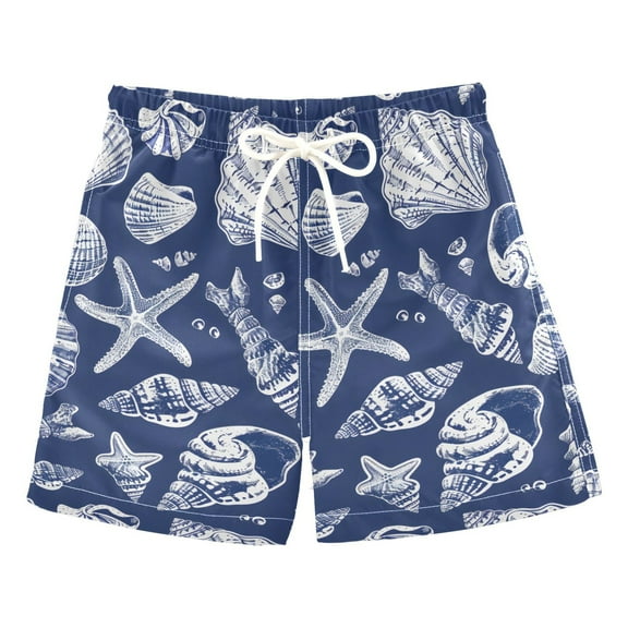 joogoo Boys Swim Trunks Sea Shells Starfish Beach Board Shorts Drawstring Swimsuit 5T