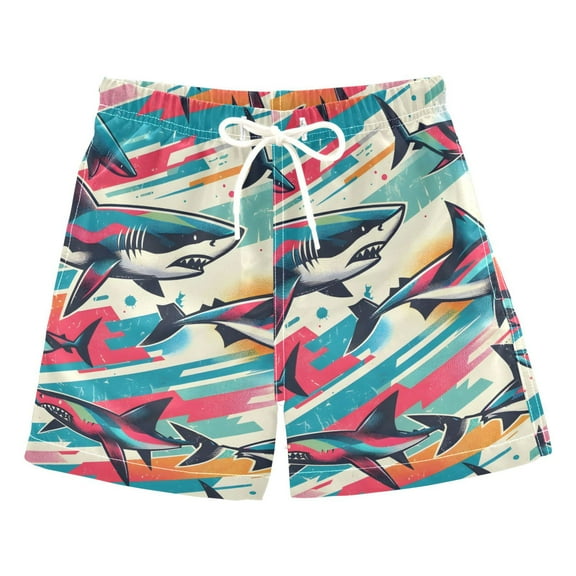 joogoo Boys Swim Trunks Seamless Magic Sharks Beach Board Shorts Drawstring Swimsuit 5T
