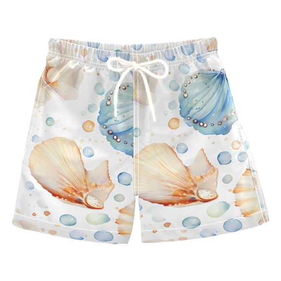 joogoo Boys Swim Trunks Seashells Beach Board Shorts Drawstring Swimsuit 4T