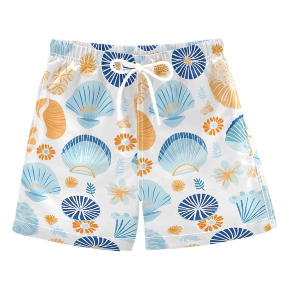 joogoo Boys Swim Trunks Seashells Beach Board Shorts Drawstring Swimsuit 4T