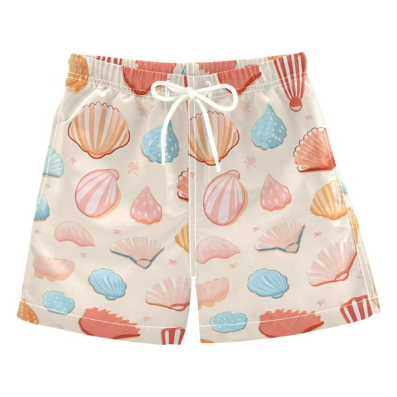 joogoo Boys Swim Trunks Seashells Colorful Beach Board Shorts Drawstring Swimsuit 3T