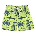 thumbnail image 1 of joogoo Boys Swim Trunks Shark and Palm Tree Beach Board Shorts Drawstring Swimsuit XL, 1 of 6