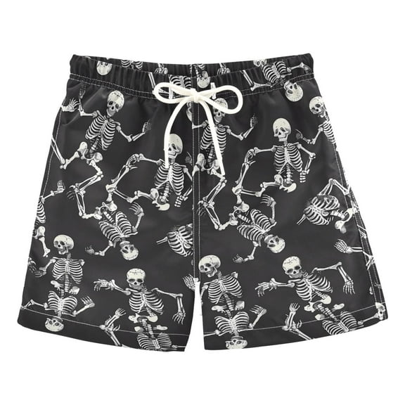 joogoo Boys Swim Trunks Skeletons Dancing Beach Board Shorts Drawstring Swimsuit S