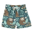 thumbnail image 1 of joogoo Boys Swim Trunks Sloth and Daisy Floral Beach Board Shorts Drawstring Swimsuit XL, 1 of 6